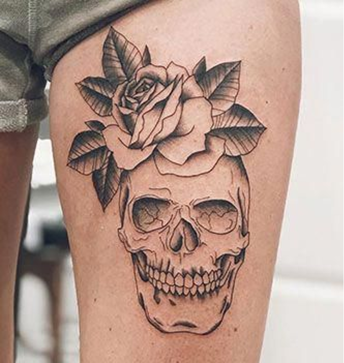 Red Rose and Skull tattoo by Jackson Tattoo  Post 17185