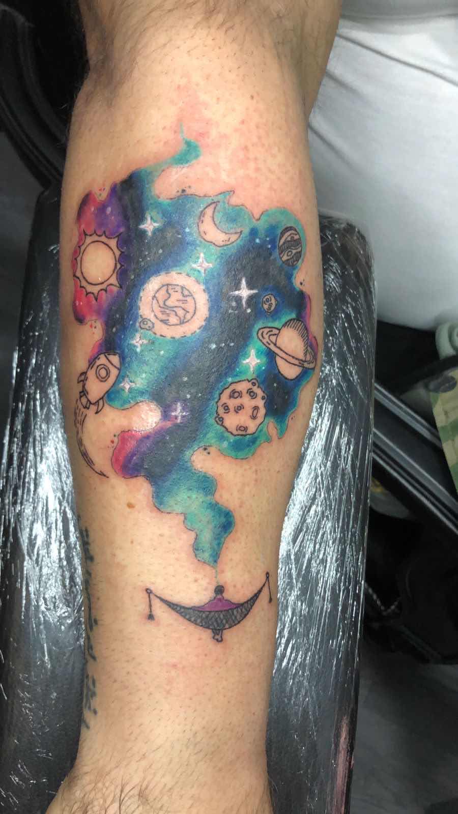 GVDTYKJF Tattoos Sticker Galaxy Universe Tattoos Nebula Watercolor  Waterproof Fake Flash Tattoos Stickers Star Geometry Body Art Planet Glz401  : Amazon.ae: Beauty