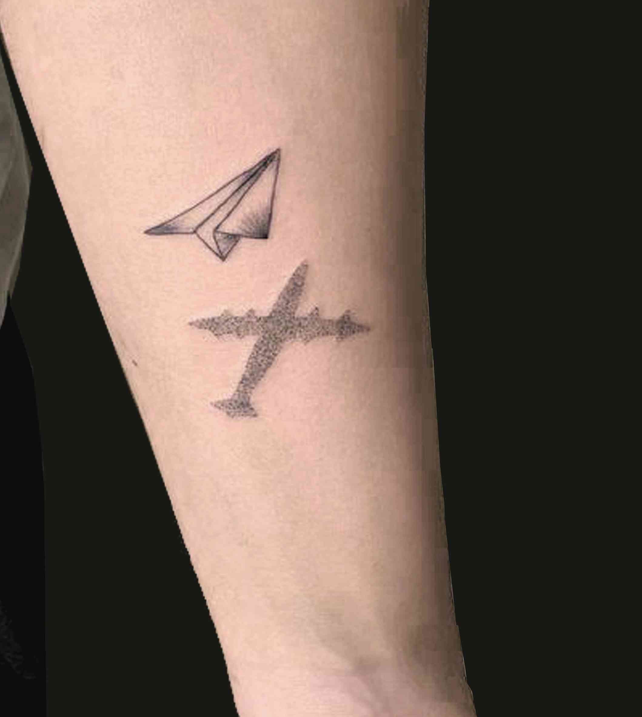 Tattoo tagged with: small, selkansolmaz, airplane, tiny, travel, ifttt,  little, blackwork, wrist, minimalist, illustrative | inked-app.com