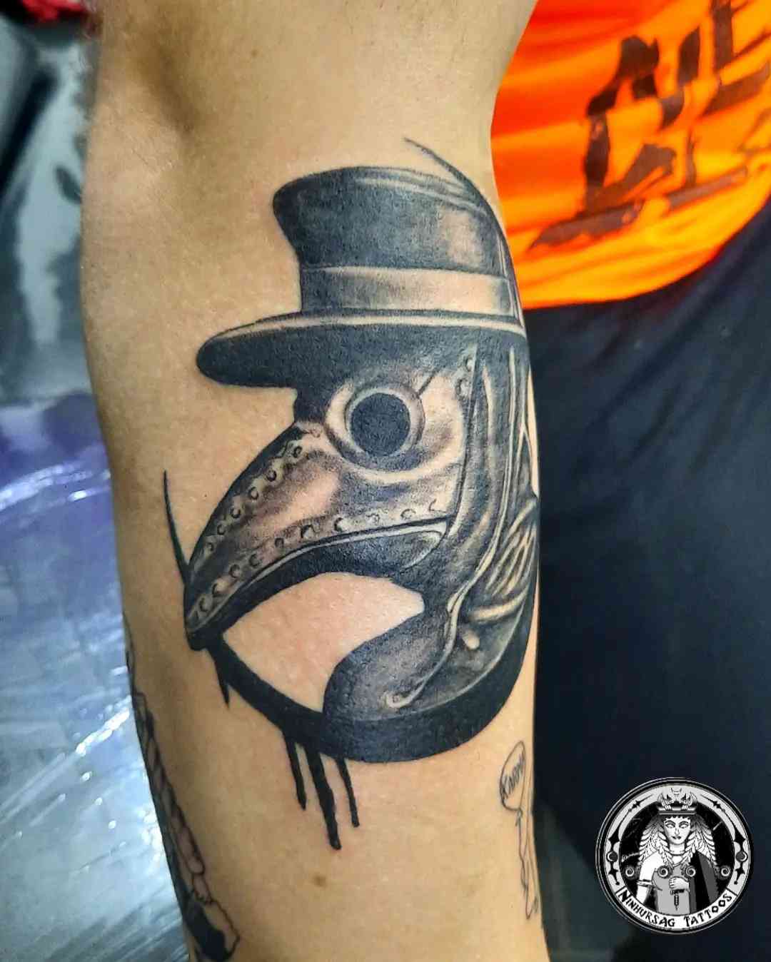 Freehand Neo Trad Plague Doctor forearm piece done by Daragh Locke of Black  Valley Tattoo Gallery in Limerick Ireland   rtattoo