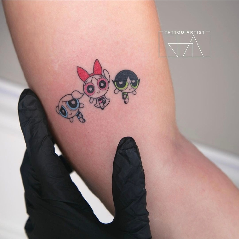 Powerpuff Girls Tattoo The Cutest Cartoon Superheroes The Most Popular  Tattoos Among Girls Today  TattoosWin