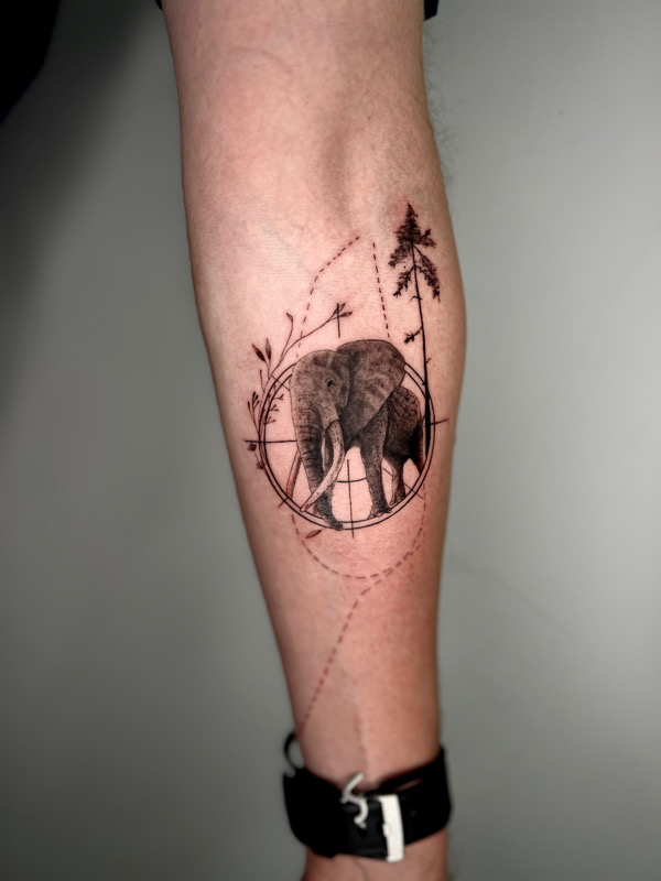Tattoo uploaded by Kym Mann • Elephant/sunset design #tattoo #tattoos  #tattooist #tattooartist #elephanttattoo • Tattoodo